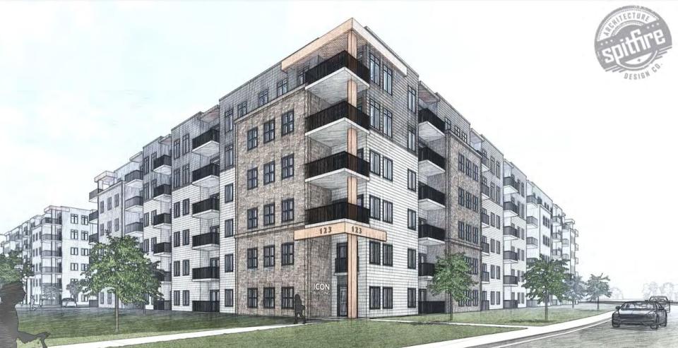 A rendering of one of the proposed six-storey apartment buildings at the corner of Whitepine Road and Pine Glen Road. 