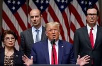 U.S. President Donald Trump touts U.S. jobs report during news conference at the White House in Washington