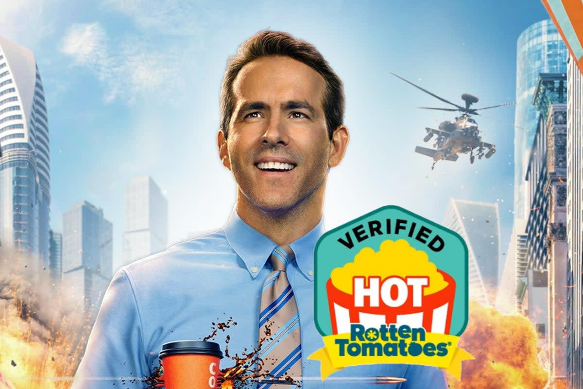 Ryan Reynolds’s ‘Free Guy’ is one of several films to be given the ‘Verified Hot’ badge (Disney/Rotten Tomatoes)