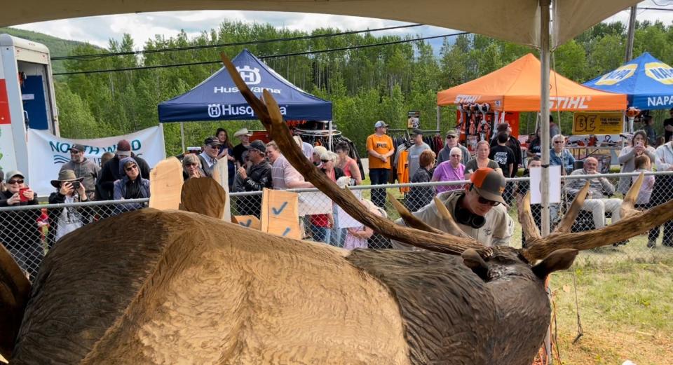 Abby Peterson's sculture at the 2022 Chetwynd International Chainsaw Carving Championship held in British Columbia.
