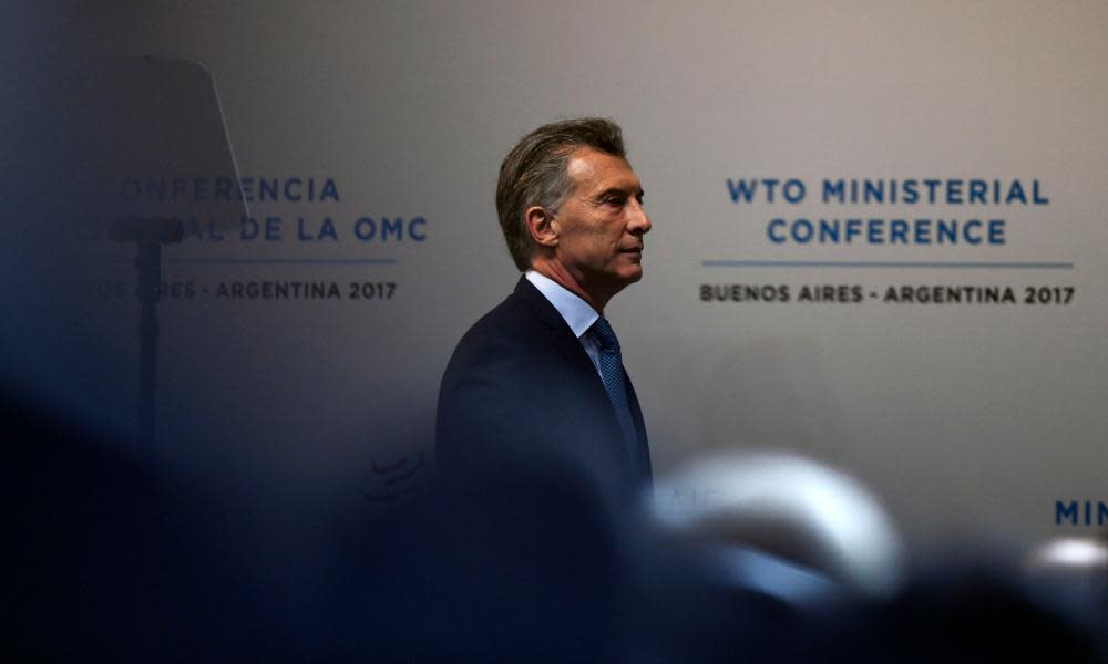 Argentinian president Mauricio Macri arrives at the opening ceremony of the 11th Ministerial Conference of the World Trade Organization in Buenos Aires. 