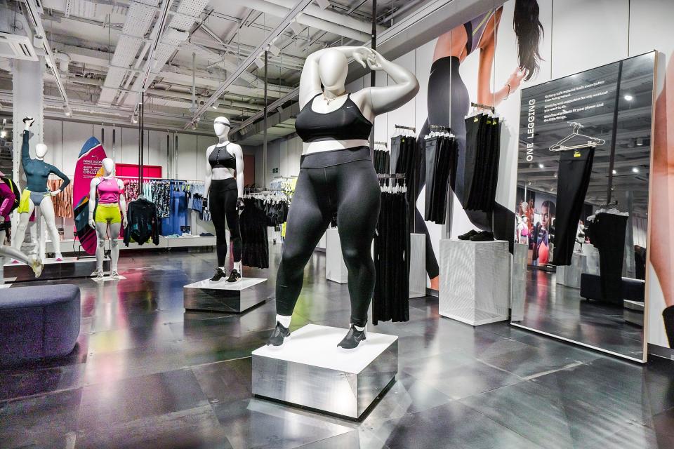 A plus-size mannequin on the store floor at Nike's flagship in London