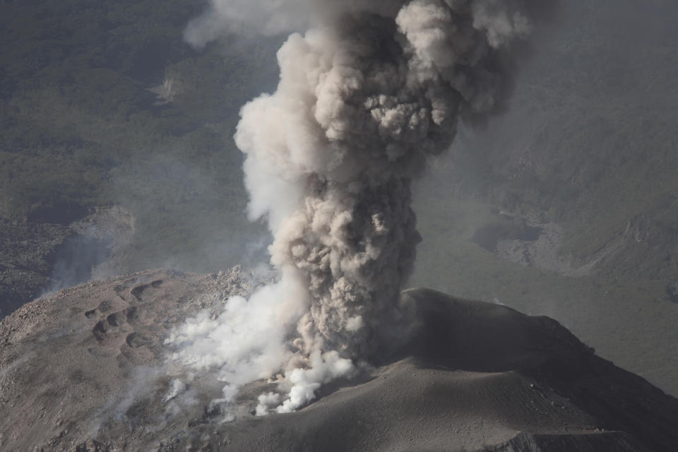 Santa Maria volcano erupting with ash in 2007