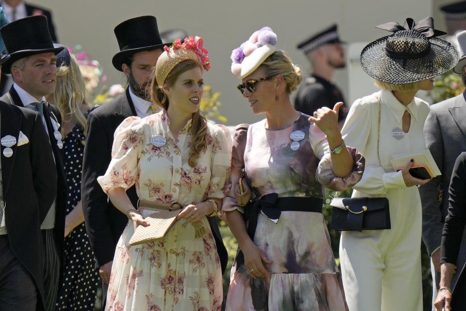 Princess Beatrice and Zara Tindall at the Royal Ascot - Credit: AP