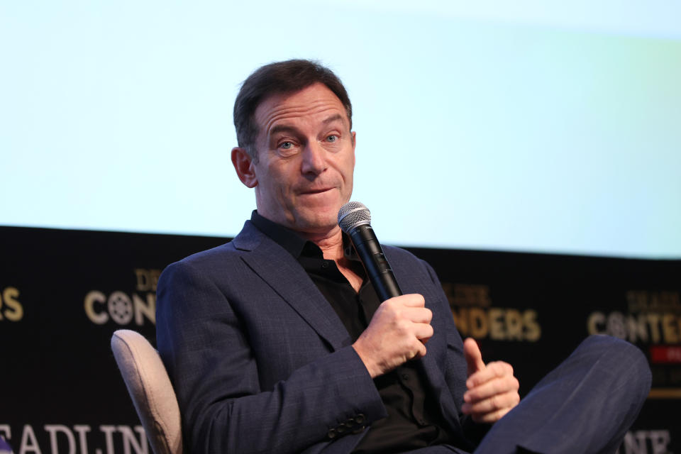 LOS ANGELES, CALIFORNIA - NOVEMBER 14: Actor Jason Isaacs from Bleecker Street's 'Mass' speaks onstage during Deadline's The Contenders Film at DGA Theater Complex on November 14, 2021 in Los Angeles, California. (Photo by Rich Polk/Getty Images for Deadline)