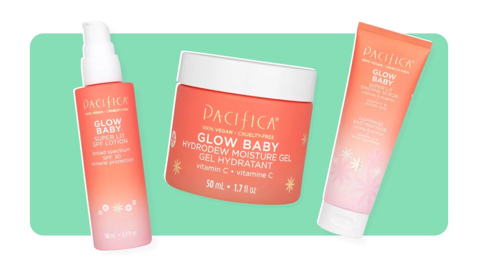 Brighten skin with the Pacifica Glow, Baby! skincare line.