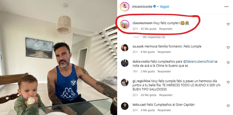 Claudia Neumann, la madre de Nicole, felicitó a Fabián Cubero por su cumpleaños