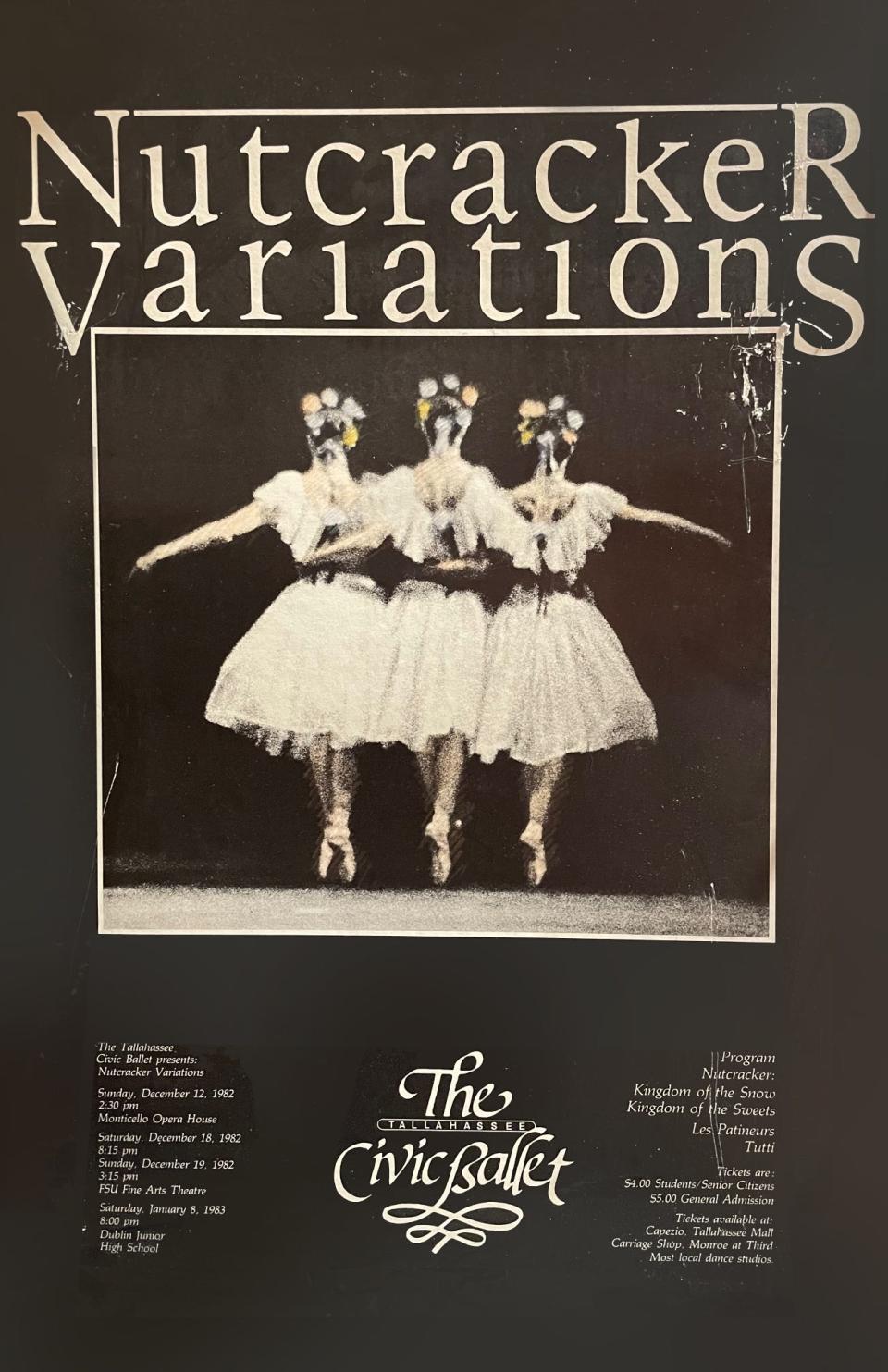 A poster for the 1982 version of Tallahassee Ballet's "Nutcracker."