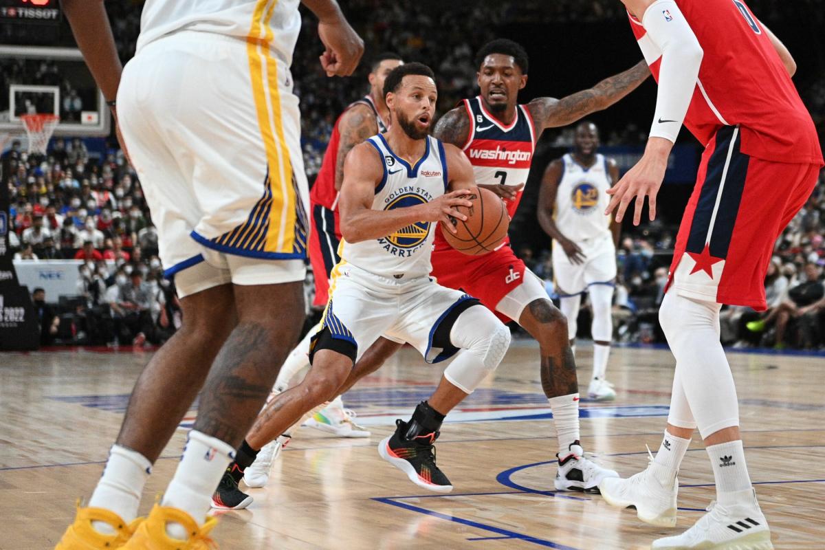 Watch Steph Curry Drills Deep 3 Pointer In Preseason Opener Vs Wizards In Japan