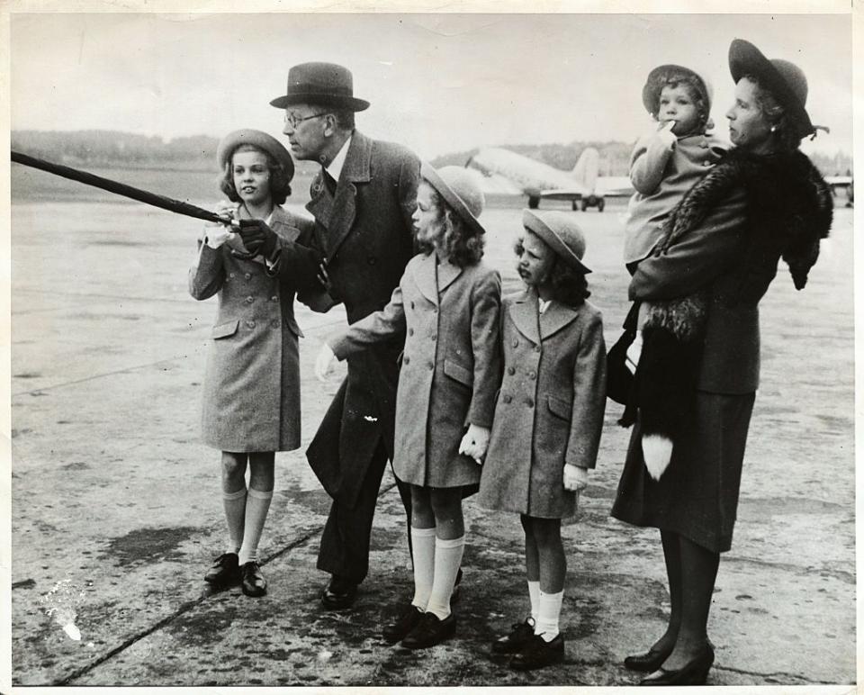 <p>This is one of the earliest photos of the Swedish royal family. Prince Carl Gustaf is pictured in the arms of Princess Sibylla, along with three out of four of his sisters.</p>