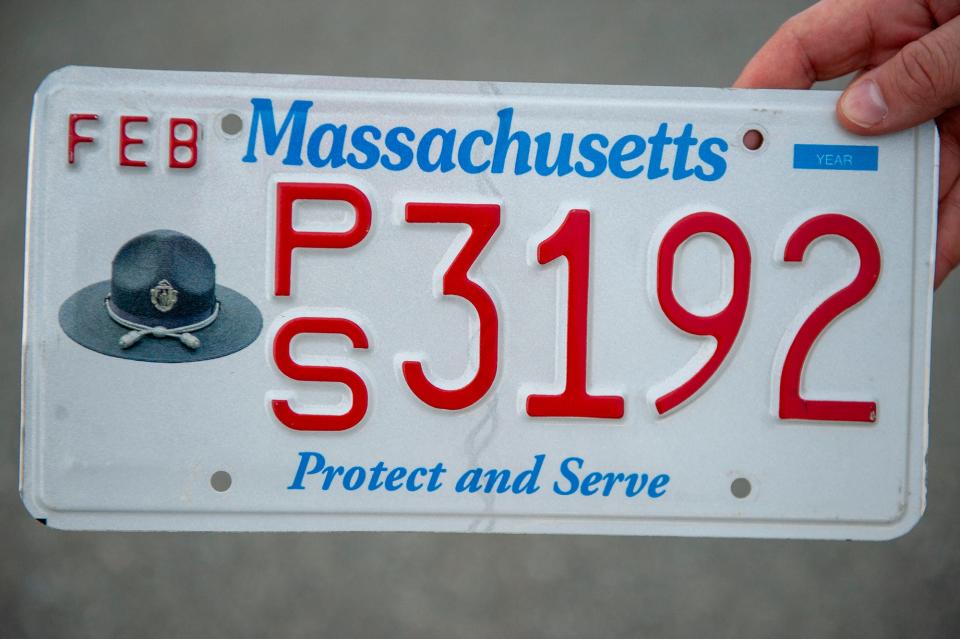 This "Protect and Serve" specialty license plate is part of a fundraising effort for the Benevolent Fund, which was established to provide resources to the first responder community, including state and local police, firefighters and MBTA Transit Police.