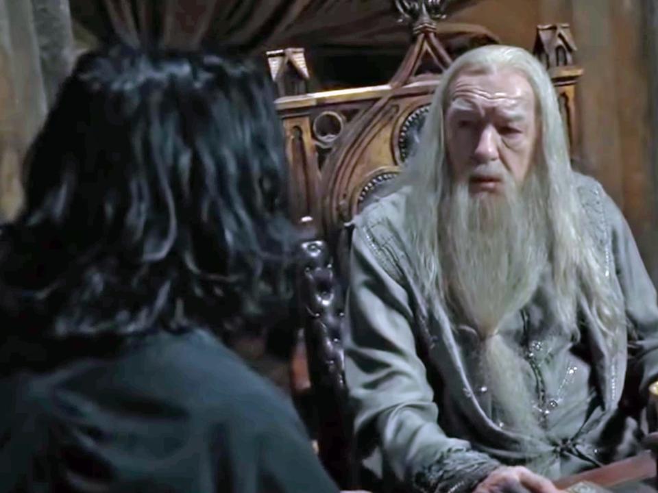 snape and dumbledore in his office harry potter