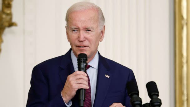 PHOTO: President Joe Biden during his remarks at a Jewish American Heritage Month celebration at the White House in Washington, May 16, 2023. (Evelyn Hockstein/Reuters)