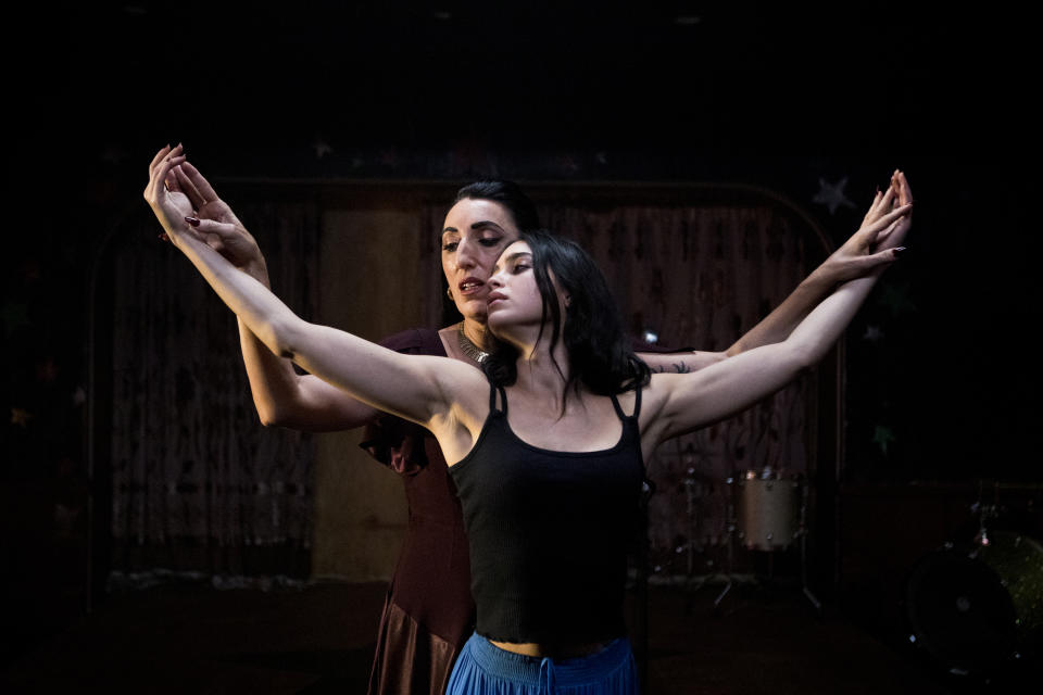 This image released by Sony Pictures Classics shows Rossy de Palma, left, and Melissa Barrera in a scene from the film "Carmen." (Sony Pictures Classics via AP)