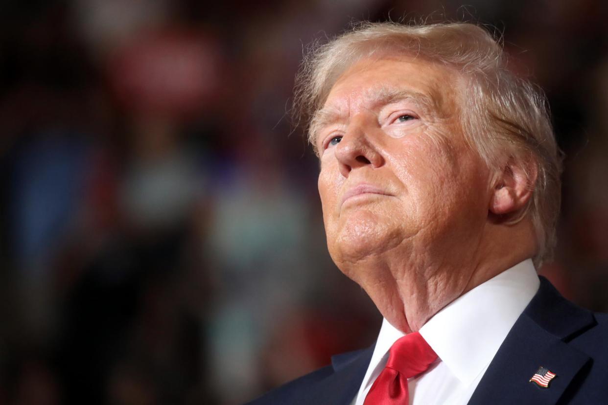 <span>Donald Trump claimed he couldn’t participate in an ABC debate due to a defamation lawsuit he filed against the network and George Stephanopoulos.</span><span>Photograph: Spencer Platt/Getty Images</span>