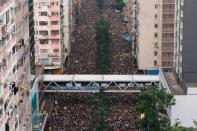 Protesters attend a demonstration demanding Hong Kong's leaders to step down and withdraw the extradition bill in Hong Kong