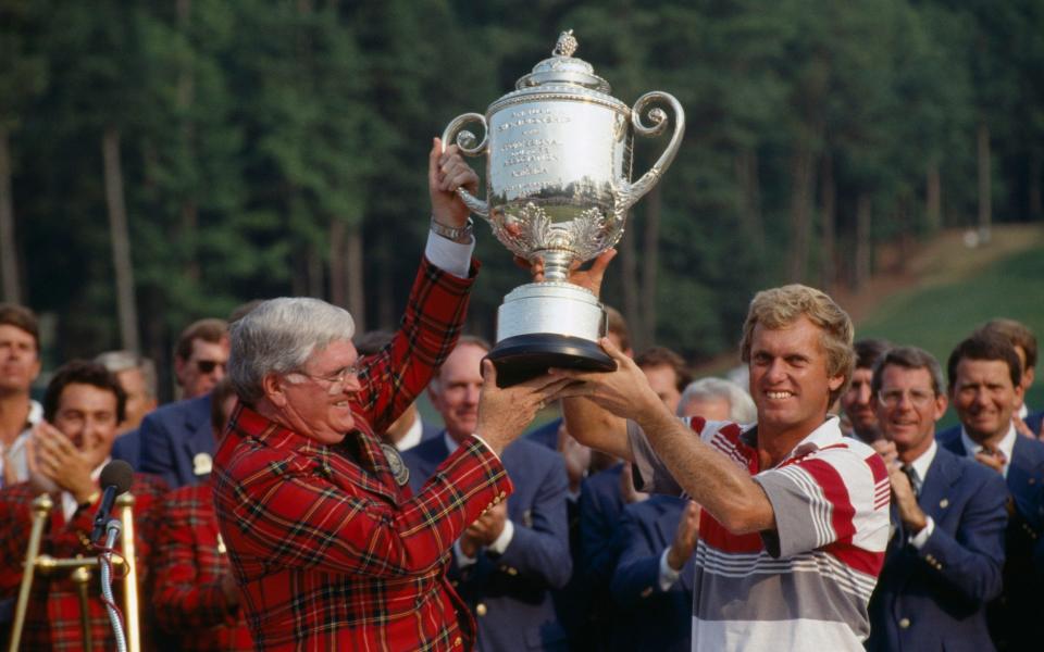 Wayne Grady lifted the Wanamaker Trophy after winning the USPGA Championship in 1990 - GETTY IMAGES