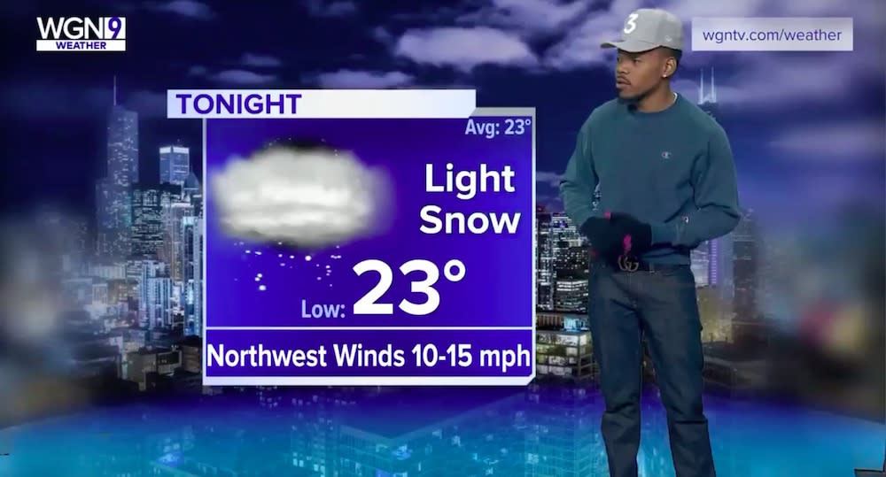 Just call him Chance the Weatherman, because Chance the Rapper killed it as a TV Meteorologist