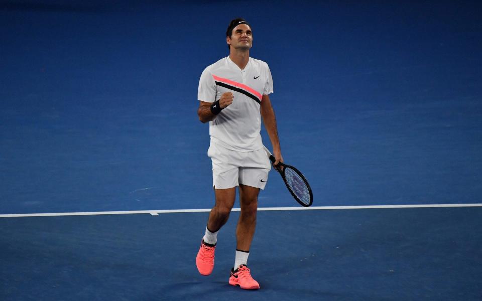 Roger Federer celebrates beating Jan-Lennard Struff on Thursday - AFP