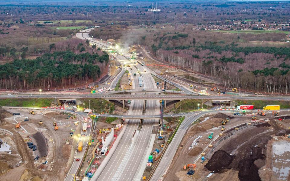 An aerial view of the works taking place between junctions 10 and 11