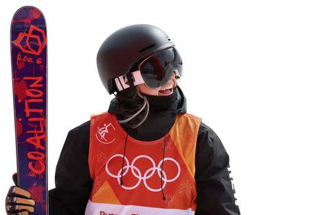 Freestyle Skiing - Pyeongchang 2018 Winter Olympics - Women's Ski Halfpipe Qualifications - Phoenix Snow Park - Pyeongchang, South Korea - February 19, 2018 - Elizabeth Marian Swaney of Hungary reacts after her run. REUTERS/Mike Blake