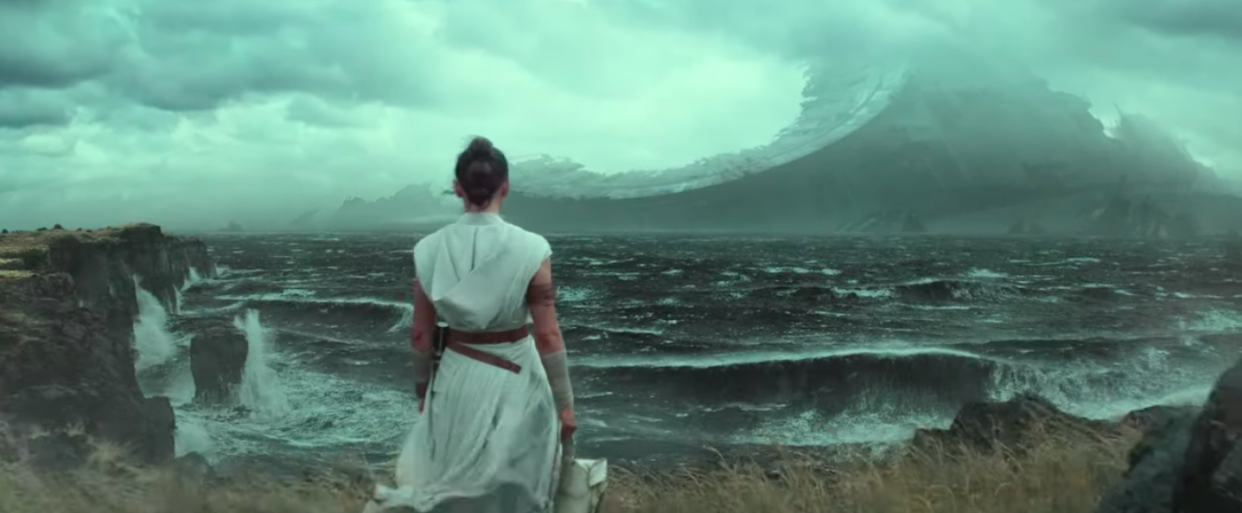 Rey looks out at the Death Star (Disney/Lucasfilm)