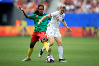 During the 2019 FIFA Women's World Cup France Round Of 16 match between England and Cameroon at Stade du Hainaut on June 23, 2019 in Valenciennes, France. (Photo by Marc Atkins/Getty Images)