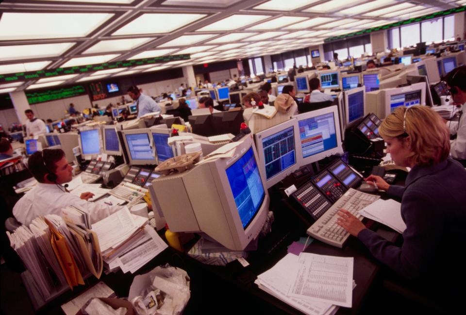 Traders at Computer Terminals in Goldman Sachs Office in 1999.