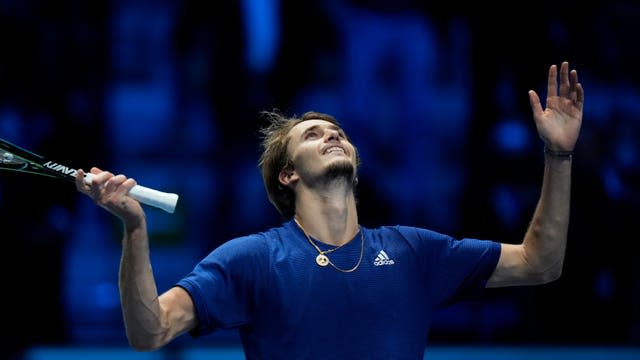 Alexander Zverev celebrates defeating Novak Djokovic