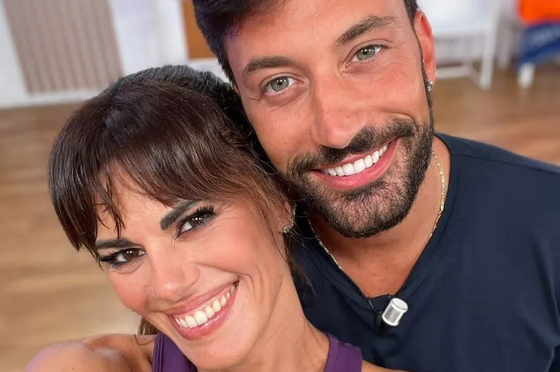 Giovanni Pernice and Bianca Guaccero posing for a selfie