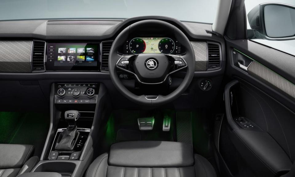 Inside, it’s all very recognisable VW Group territory (Skoda Kodiaq)