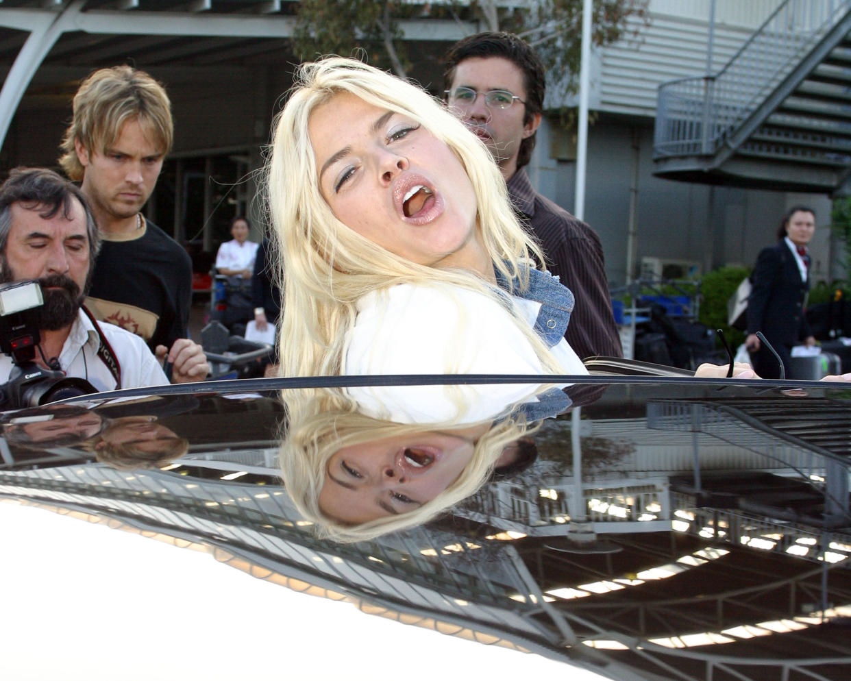 Anna Nicole Smith, Larry Birkhead at the Sydney International Airport in Sydney, Australia. (Photo by John Allman/WireImage)