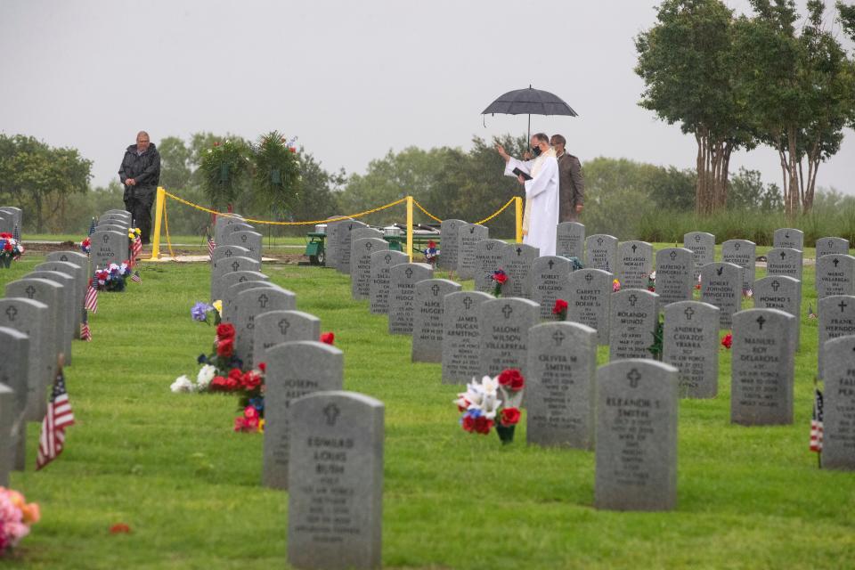 The barrel for Pearl Harbor survivor Harry Ogg at the Coastal Bend State Veterans Cemetery on Monday, June 1, 2020.