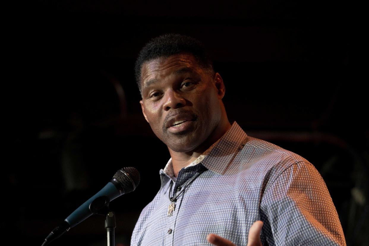 Herschel Walker speaks in Athens, Ga., on May 23.