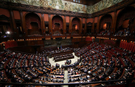 The new Chamber of Deputies president, Five Stars Movement (M5S) Roberto Fico speaks at the Chamber of Deputies during the second session day since the March 4 national election in Rome, Italy March 24, 2018. REUTERS/Tony Gentile