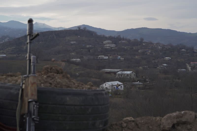 FILE PHOTO: A view shows divided Taghavard village in Nagorno-Karabakh region