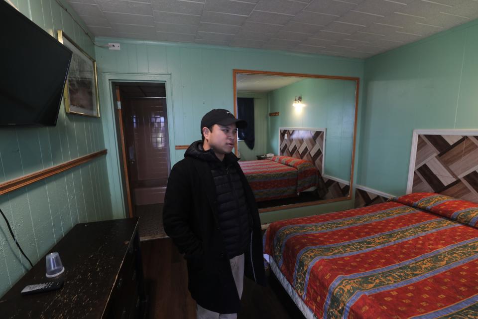 Brian Acosta-Arya in one of the rooms at his business, The Lincoln Tunnel Motel. It is co owned by Acosta-Arya and has been recognized for giving rooms to people in need at very low rates, sometimes for free to keep them out of the cold in the winter and heat in the summer. The motel is on Tonnele Ave. in North Bergen, NJ.