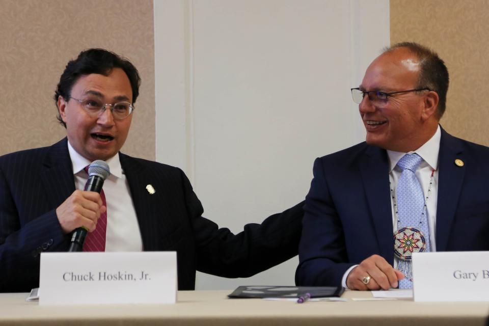 Cherokee Nation Principal Chief Chuck Hoskin Jr., left, and Choctaw Nation Chief Gary Batton both delivered their State of the Nation addresses over the Labor Day weekend.
