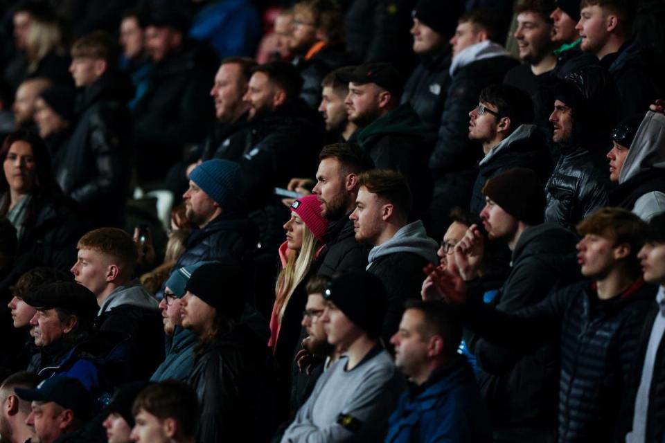 Wanderers fans watch on at the Toughsheet Community Stadium <i>(Image: Camerasport)</i>