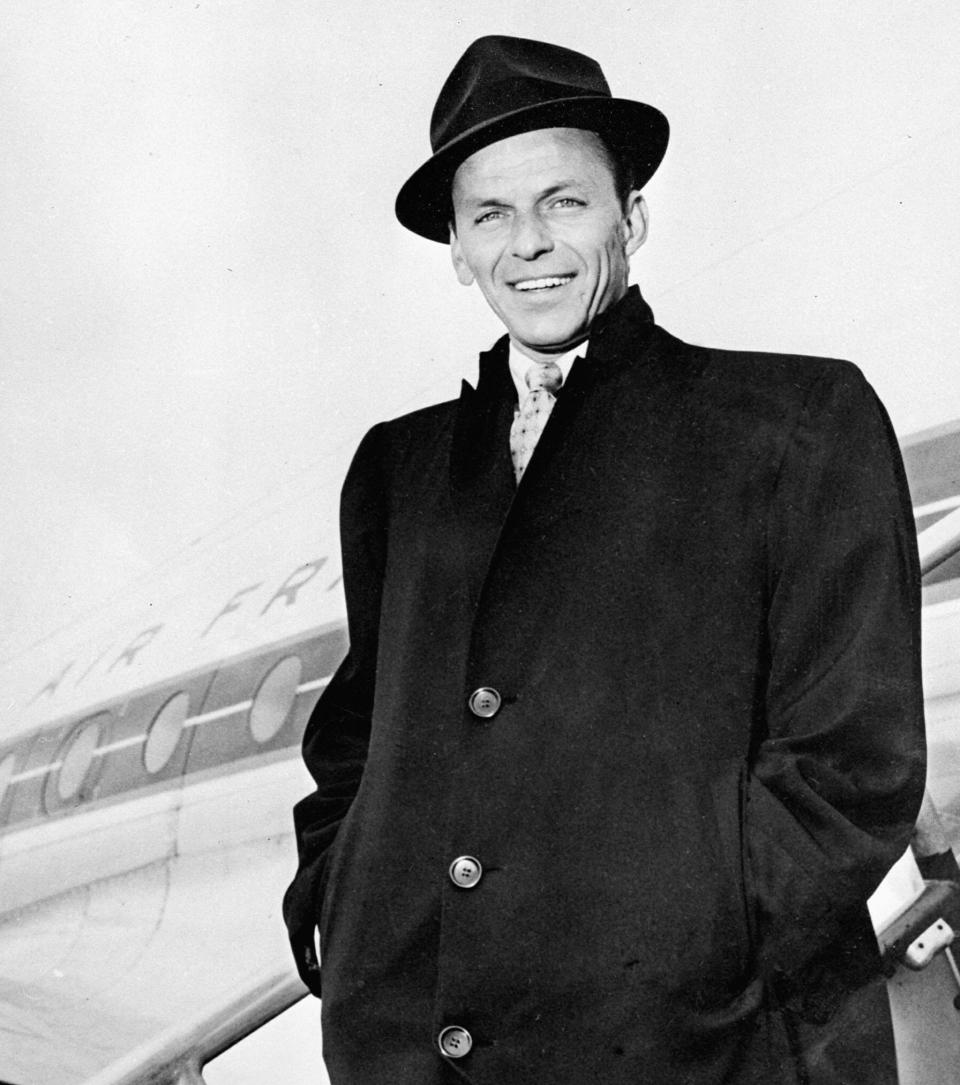 Frank Sinatra arrives at Paris Orly Airport in April 1968. (Photo: AFP/AFP/Getty Images)