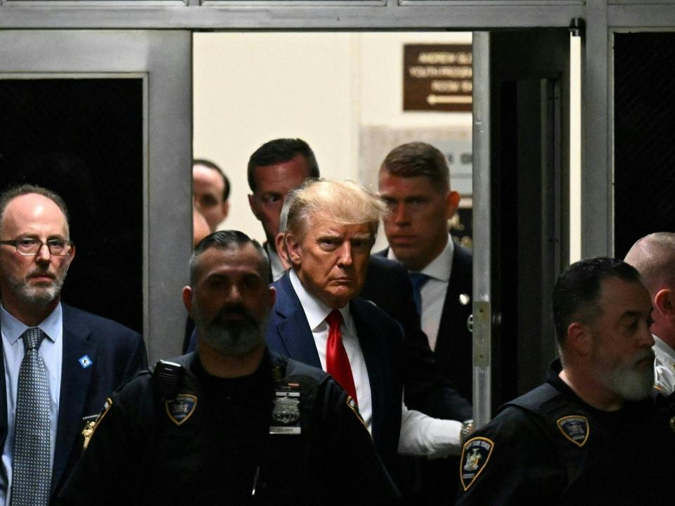 Former President Donald Trump at the Manhattan Criminal Courthouse in New York on April 4, 2023.