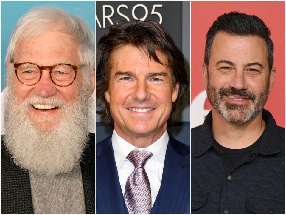 David Letterman, Tom Cruise and Jimmy Kimmel (Getty Images)