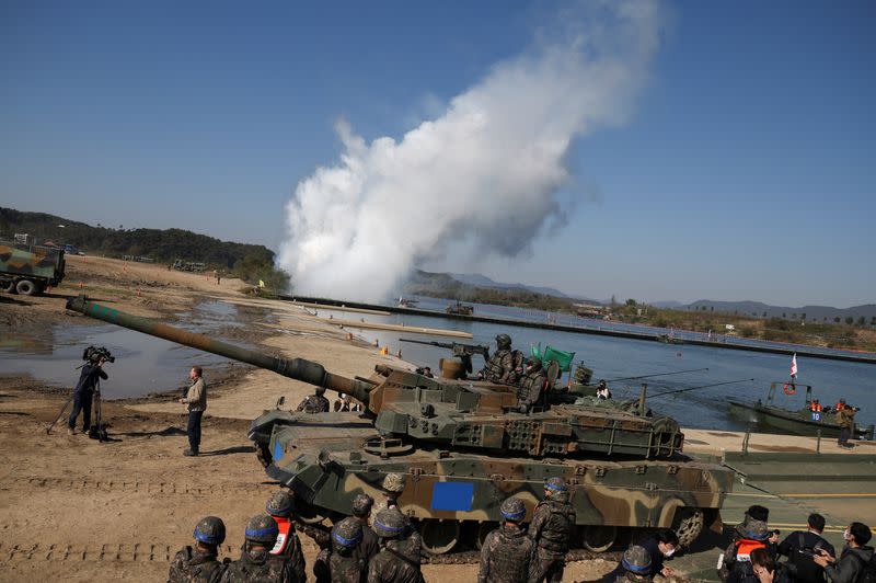 South Korean and U.S. troops conduct joint river-crossing exercise, in Yeoju