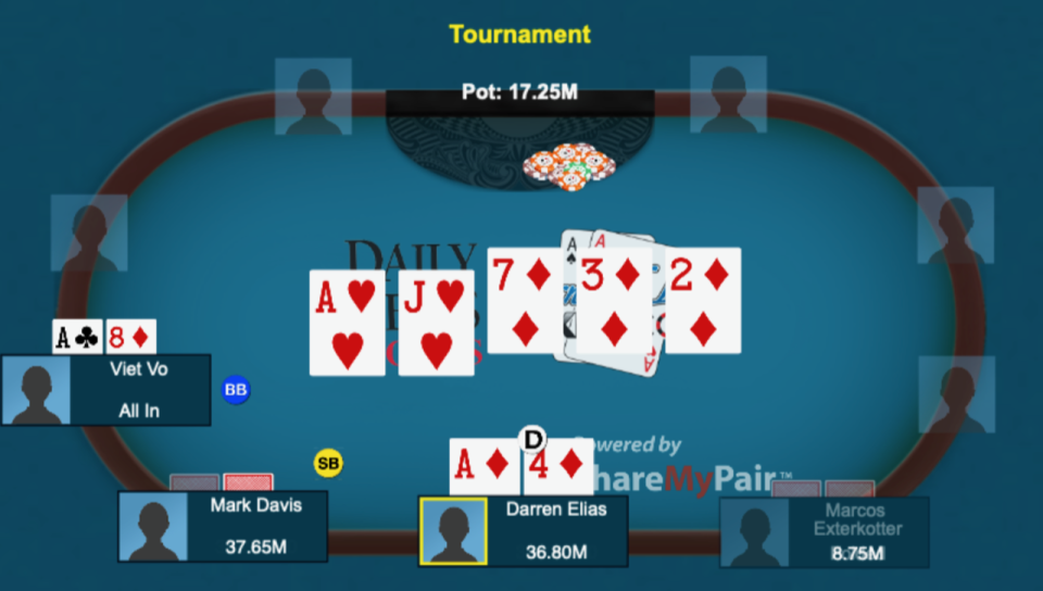 Darren Elias wins major hand in poker.