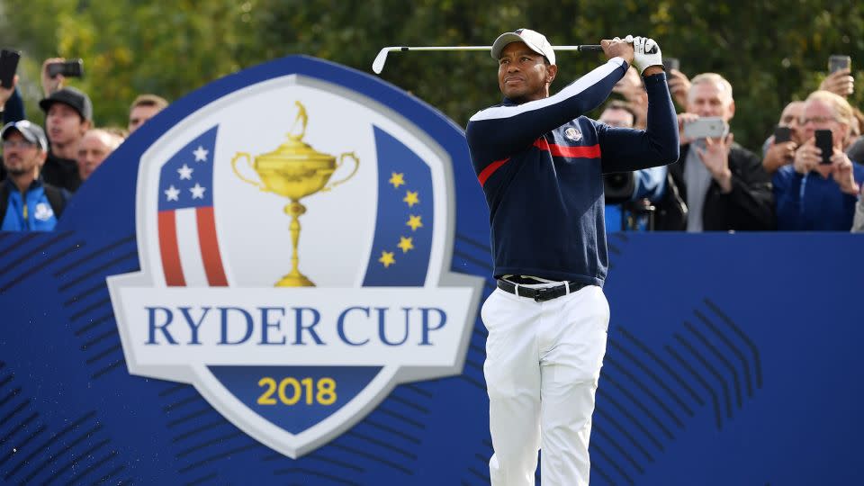 Woods made eight appearances as a player at the Ryder Cup, most recently in Paris in 2018. - Ross Kinnaird/Getty Images