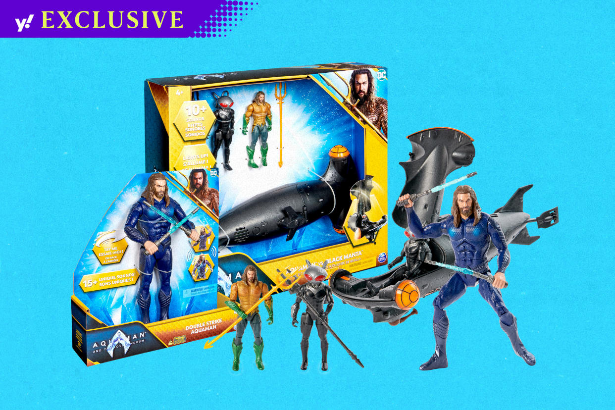 Get an exclusive look at Spin Master new toy line for Aquaman and the Lost Kingdom. (Illustration: Yahoo News; Photos courtesy of Spin Master)