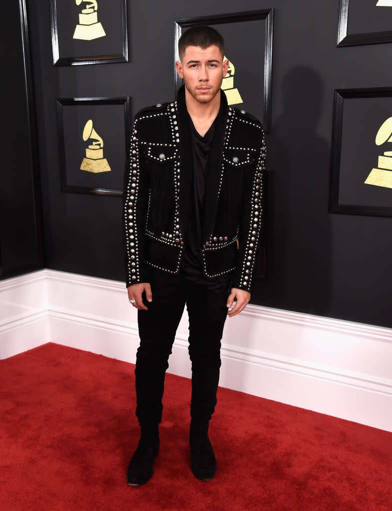 <p>A studded jacket for Nick Jonas. </p>