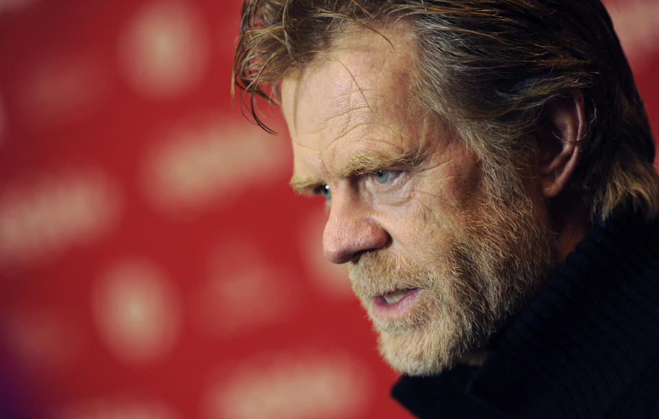 William H. Macy, writer/director/cast member of "Rudderless," is interviewed at the premiere of the film at the 2014 Sundance Film Festival, on Friday, Jan. 24, 2014, in Park City, Utah. (Photo by Chris Pizzello/Invision/AP)