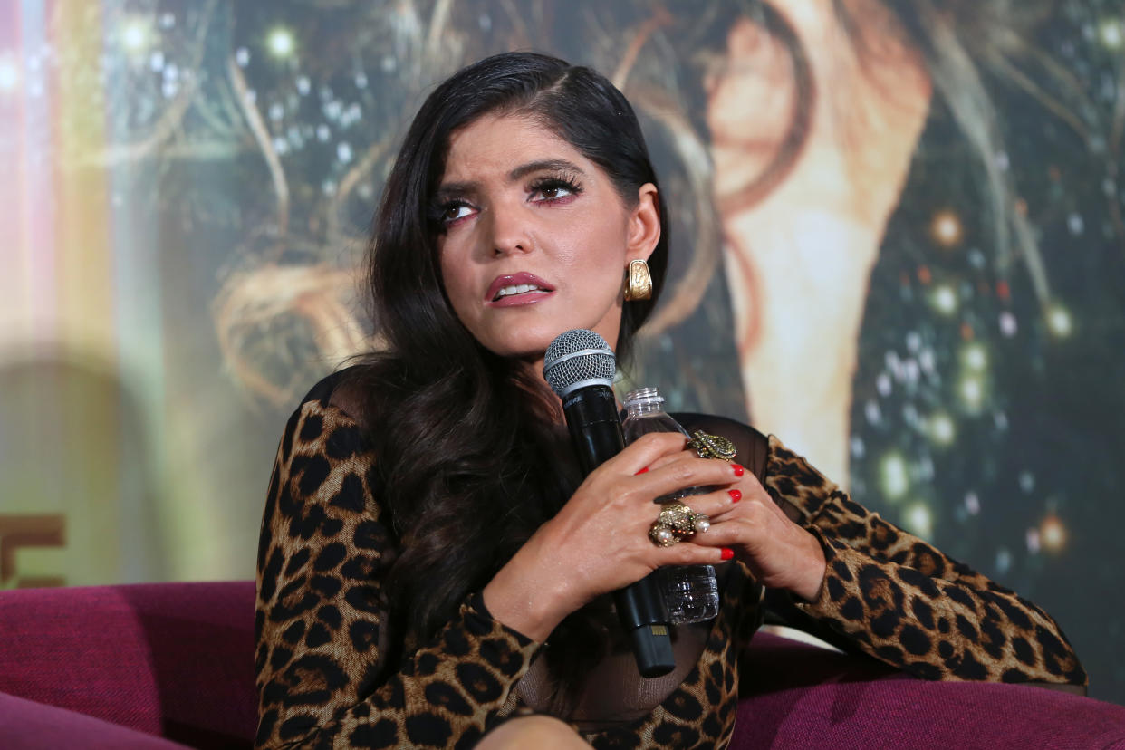 MEXICO CITY, MEXICO - NOVEMBER 12: Ana Bárbara speaks during the press conference to announce the 'Mi Revancha Tour' at Teatro Metropolitan on November 12, 2019 in Mexico City, Mexico. (Photo by Adrián monroy/Medios y Media/Getty Images)