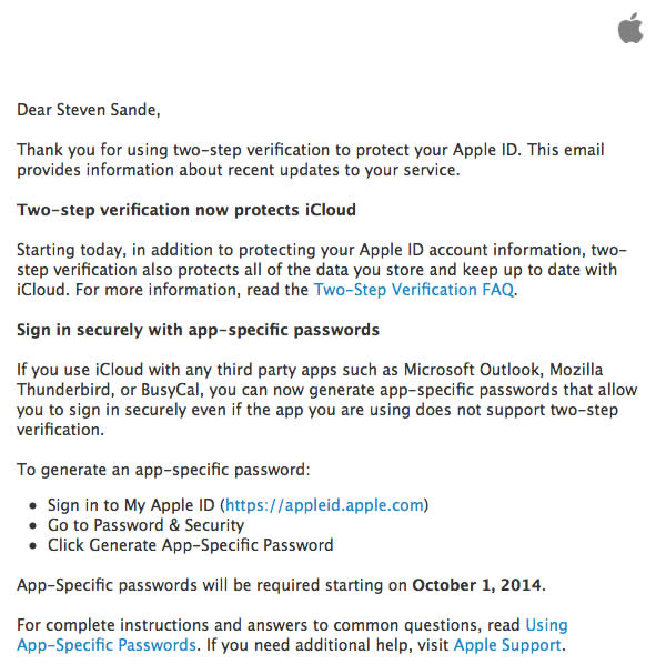 Apple two-step verification email